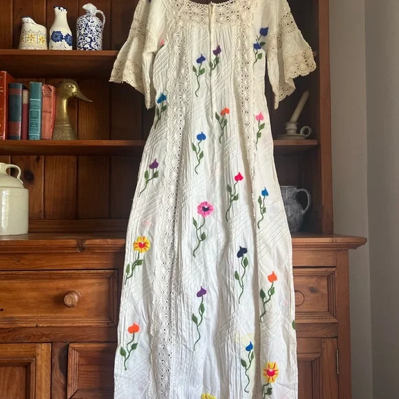 Floral Mexican Embroidered Dress - Picture 6 of 11
